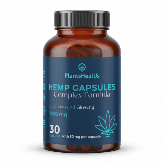 Plants Heal Us Hemp Curcumin and Ginseng Capsules 1500 mg - front view