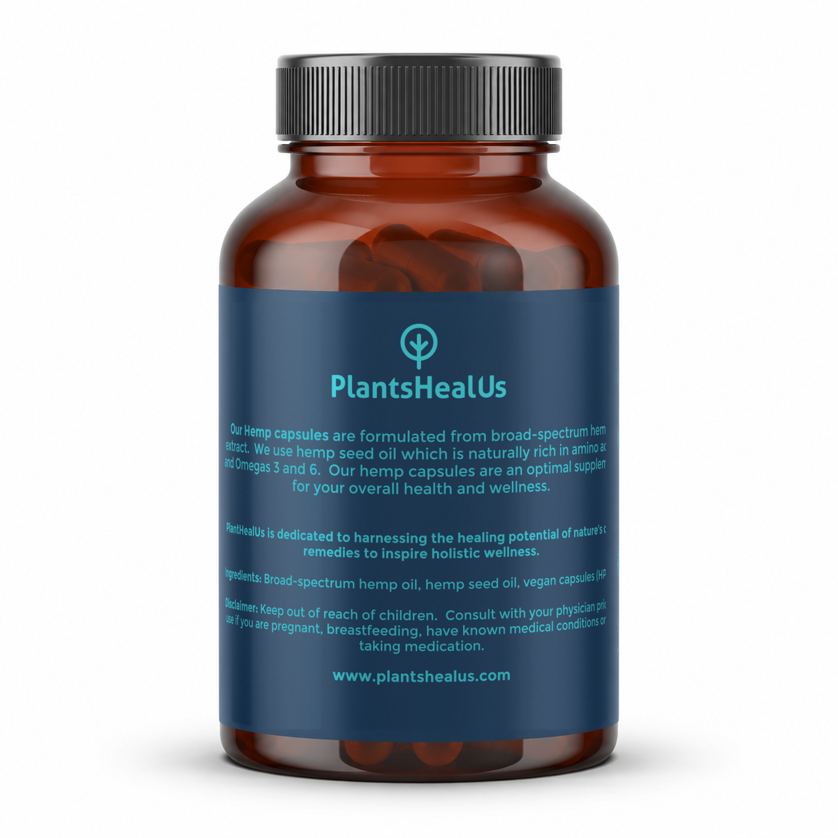 Plants Heal Us Hemp Pure Capsules 1500 mg - back label view