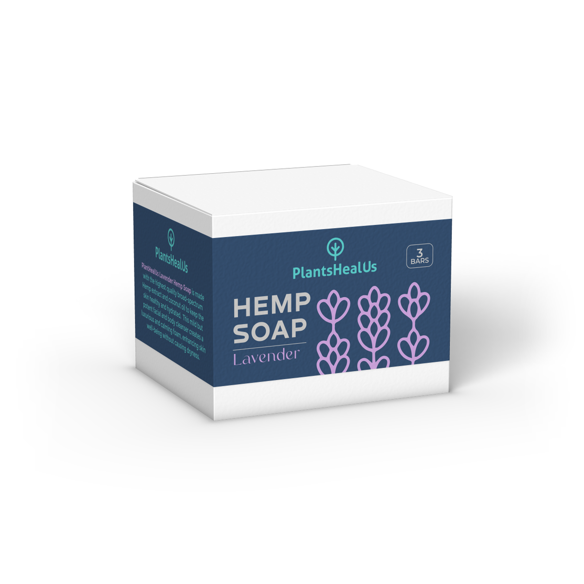 Lavender Hemp Soap box back and right 3D view