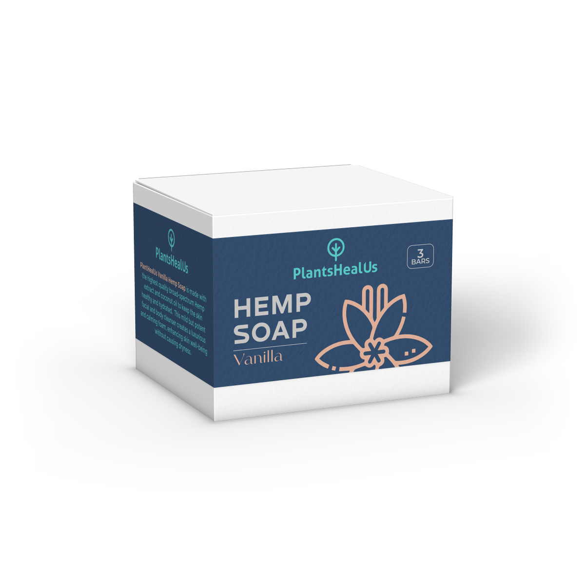 Vanilla Hemp Soap box back and right 3D view